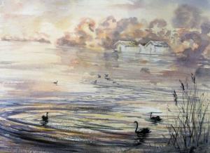 Lake Wendouree, Watercolour Painting